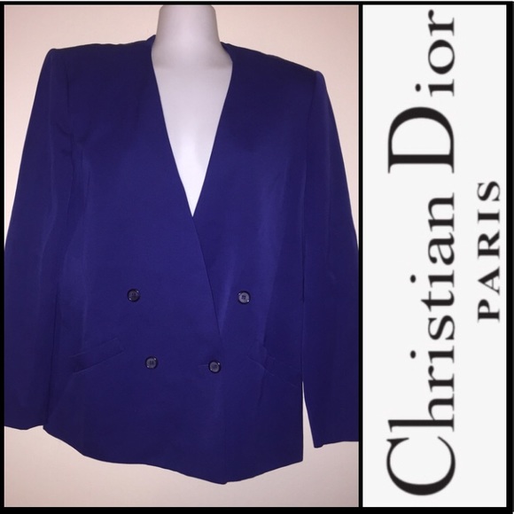 Christian Dior Vintage Royal Blue Blazer Size 12